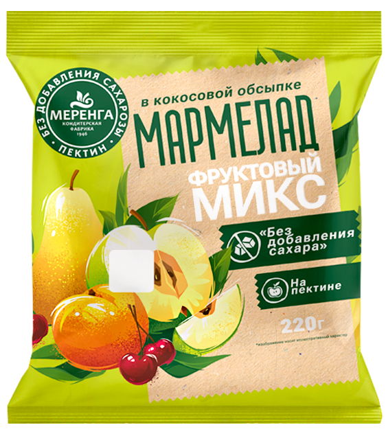  Меренга Мармелад без сахара в кокосовой обсыпке Фруктовый микс, 220г   в Шуе