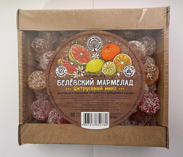 №1 Мармелад белевский на фруктозе 800г "Цитрусовый микс"    в Шуе