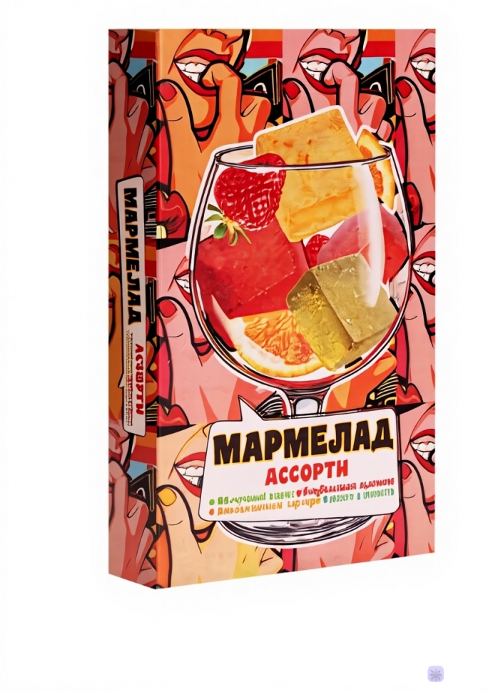  Мармелад АлкоАссорти(яблочный виски, клубничный просекко, апельсиновый вермут, лайм текила) 110г в Шуе